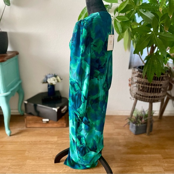 NWT Runaway The Label Calista Deep-V Button Front Long Sleeve Sheer Midi Dress - Picture 11 of 16